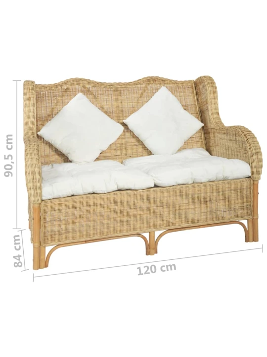 Dvivietė sofa, natūralus ratanas ir linas