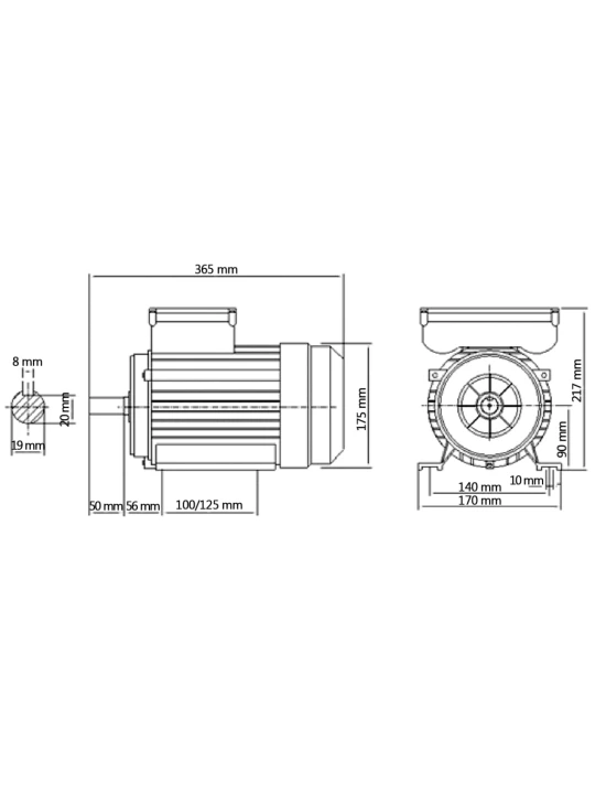 Vienfazis elektros variklis, 2,2kW/3AG, 2 polių, 2800aps./min.