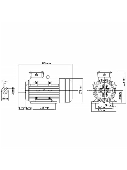 Trifazis elektros variklis, 2,2kW/3AG, 2 polių, 2840aps./min.