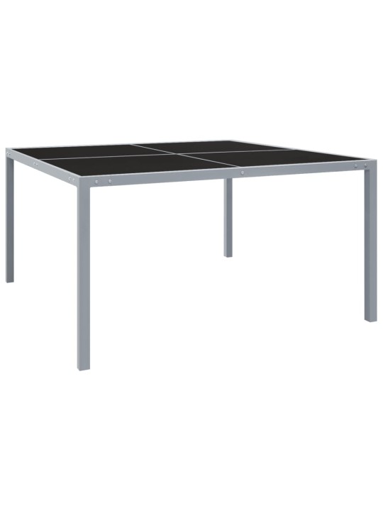 Sodo stalas, pilkos spalvos, 130x130x72cm, plienas ir stiklas