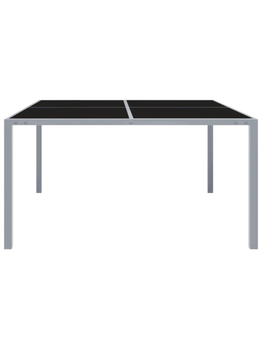 Sodo stalas, pilkos spalvos, 130x130x72cm, plienas ir stiklas