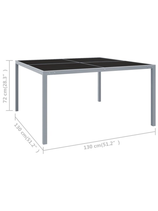 Sodo stalas, pilkos spalvos, 130x130x72cm, plienas ir stiklas