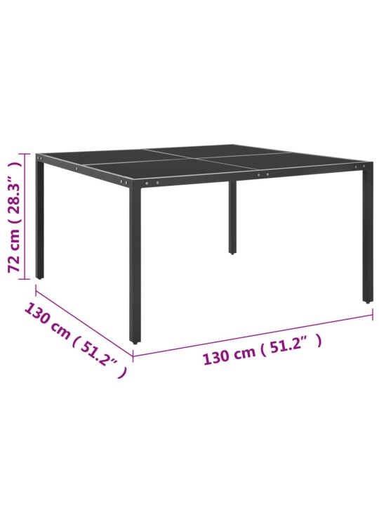 Sodo stalas, antracito, 130x130x72cm, plienas ir stiklas