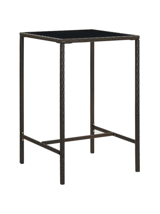 Sodo baro stalas, rudas, 70x70x110cm, poliratanas ir stiklas