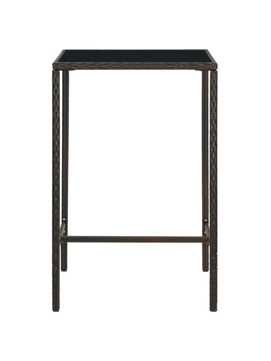 Sodo baro stalas, rudas, 70x70x110cm, poliratanas ir stiklas