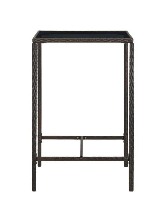 Sodo baro stalas, rudas, 70x70x110cm, poliratanas ir stiklas