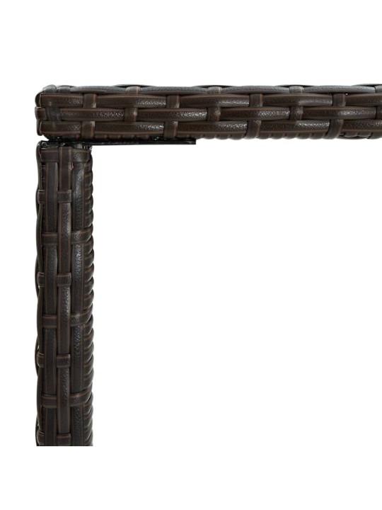 Sodo baro stalas, rudas, 70x70x110cm, poliratanas ir stiklas