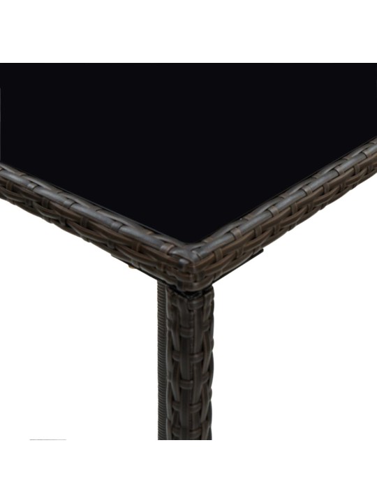 Sodo baro stalas, rudas, 70x70x110cm, poliratanas ir stiklas
