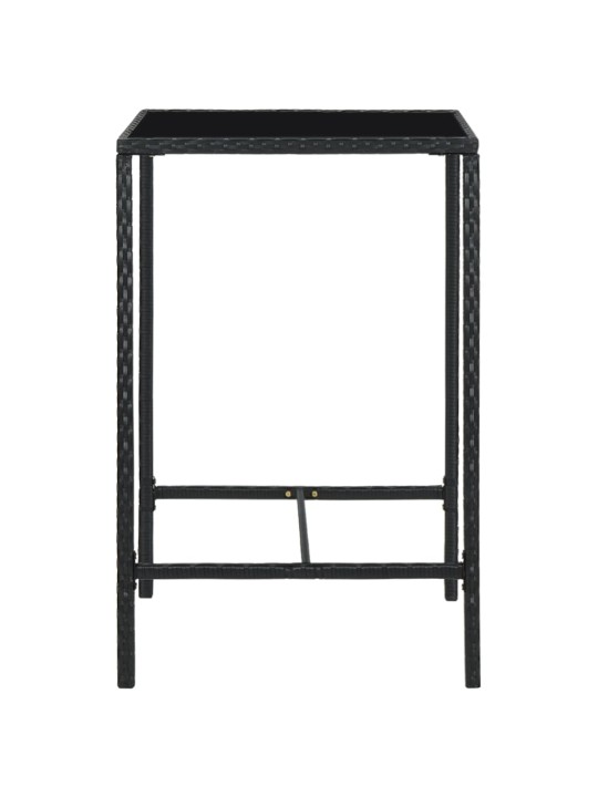 Sodo baro stalas, juodas, 70x70x110cm, poliratanas ir stiklas