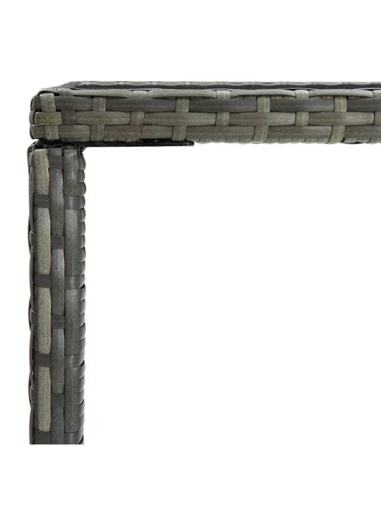 Sodo baro stalas, pilkas, 70x70x110cm, poliratanas ir stiklas