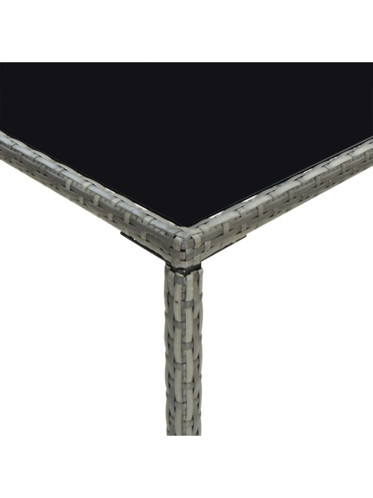 Sodo baro stalas, pilkas, 70x70x110cm, poliratanas ir stiklas