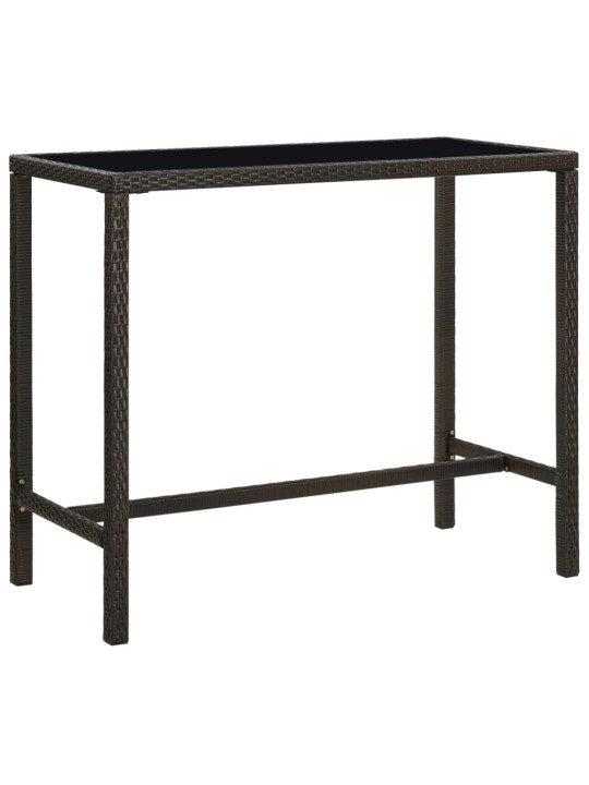 Sodo baro stalas, rudas, 130x60x110cm, poliratanas ir stiklas