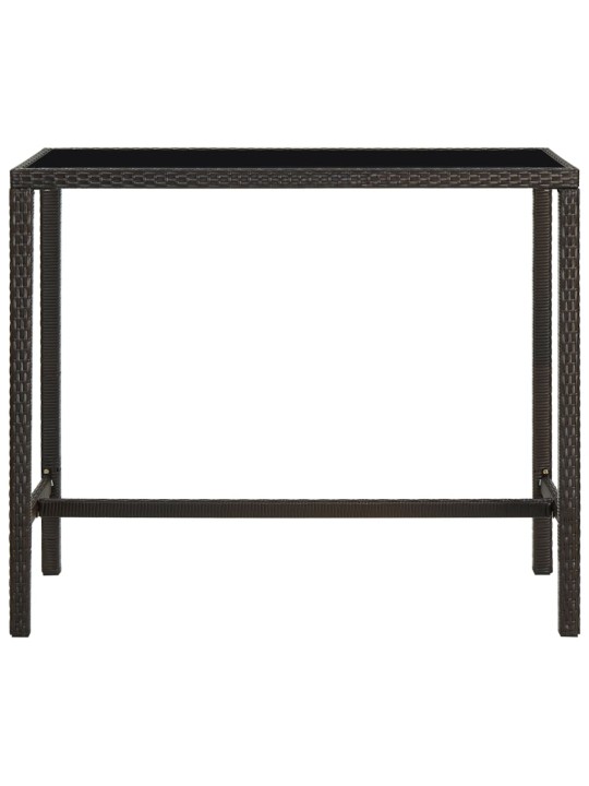 Sodo baro stalas, rudas, 130x60x110cm, poliratanas ir stiklas