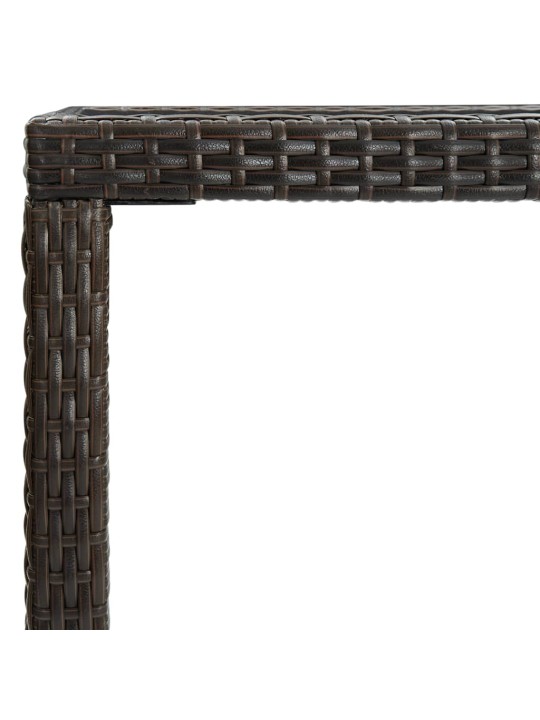 Sodo baro stalas, rudas, 130x60x110cm, poliratanas ir stiklas