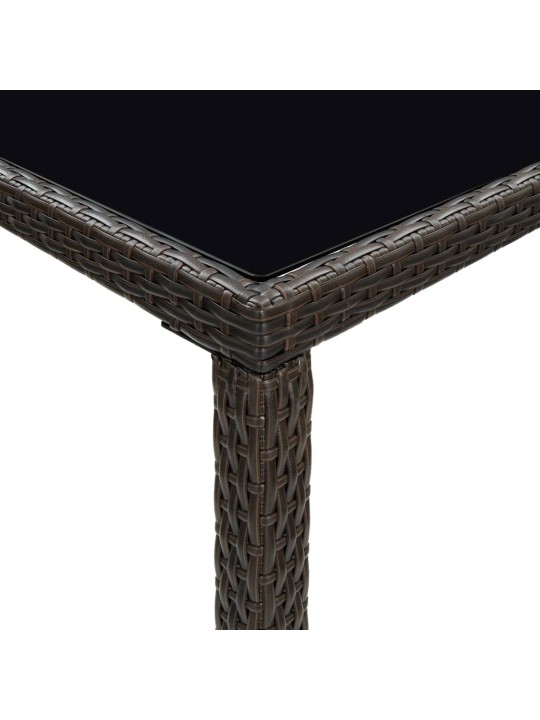 Sodo baro stalas, rudas, 130x60x110cm, poliratanas ir stiklas