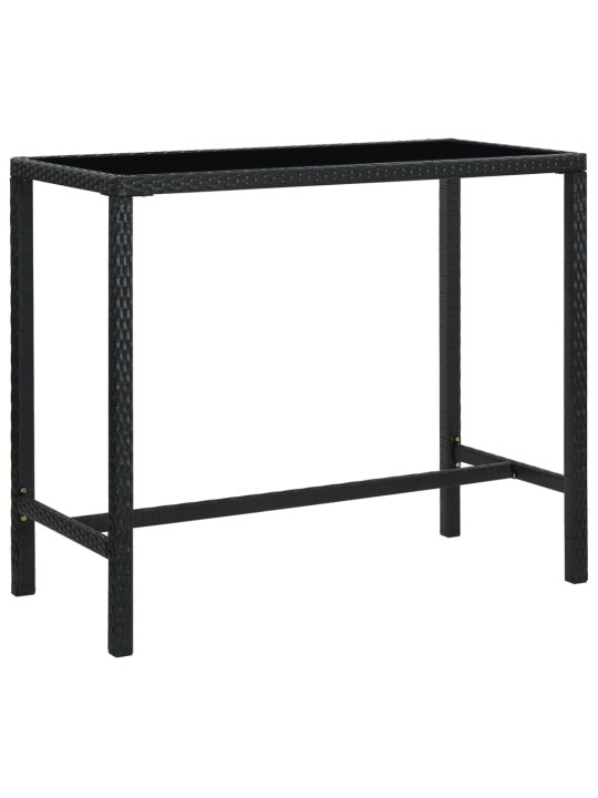 Sodo baro stalas, juodas, 130x60x110cm, poliratanas ir stiklas