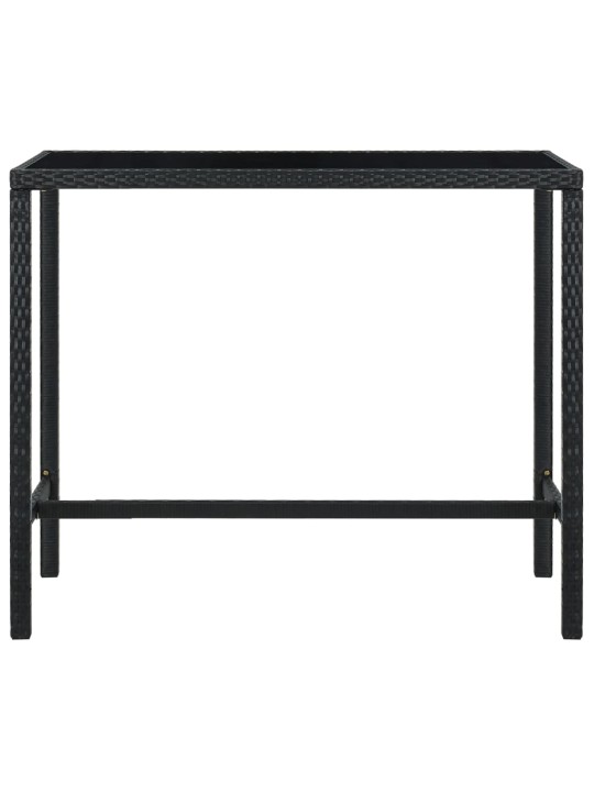 Sodo baro stalas, juodas, 130x60x110cm, poliratanas ir stiklas