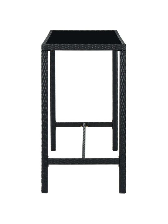 Sodo baro stalas, juodas, 130x60x110cm, poliratanas ir stiklas