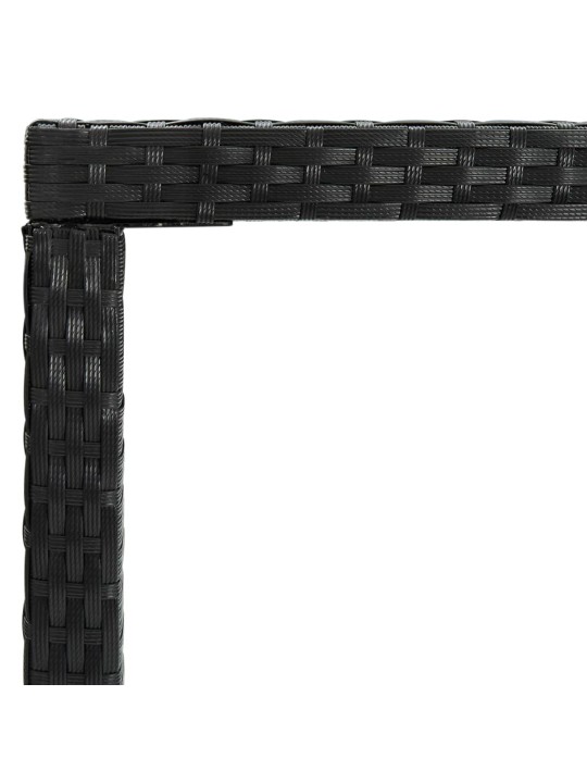 Sodo baro stalas, juodas, 130x60x110cm, poliratanas ir stiklas