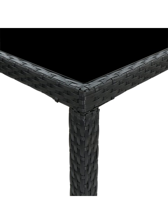 Sodo baro stalas, juodas, 130x60x110cm, poliratanas ir stiklas