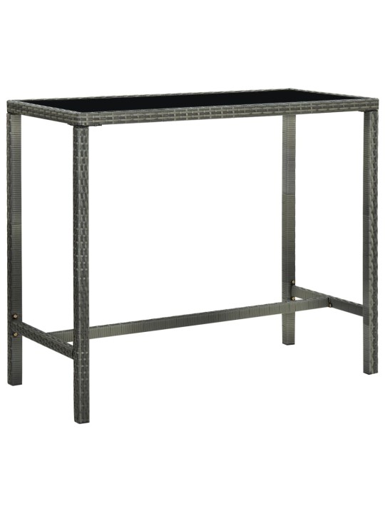 Sodo baro stalas, pilkas, 130x60x110cm, poliratanas ir stiklas