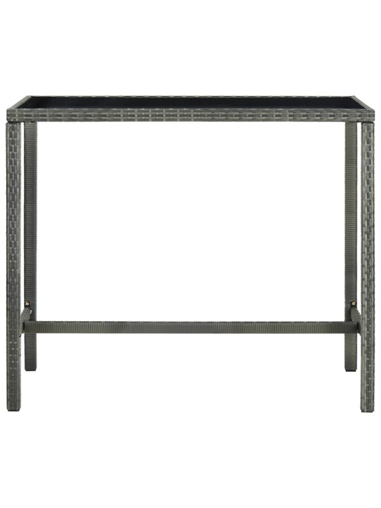 Sodo baro stalas, pilkas, 130x60x110cm, poliratanas ir stiklas
