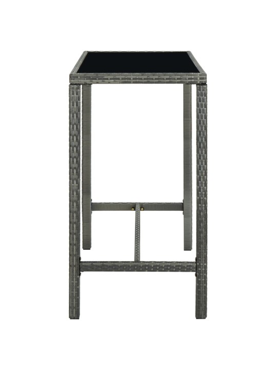 Sodo baro stalas, pilkas, 130x60x110cm, poliratanas ir stiklas