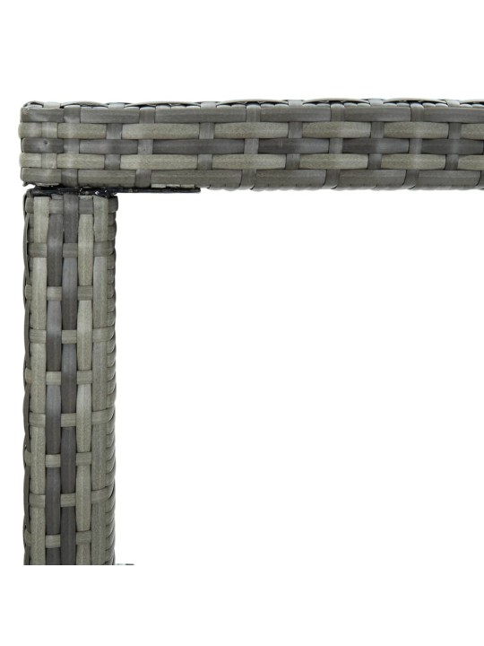 Sodo baro stalas, pilkas, 130x60x110cm, poliratanas ir stiklas
