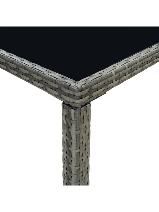 Sodo baro stalas, pilkas, 130x60x110cm, poliratanas ir stiklas