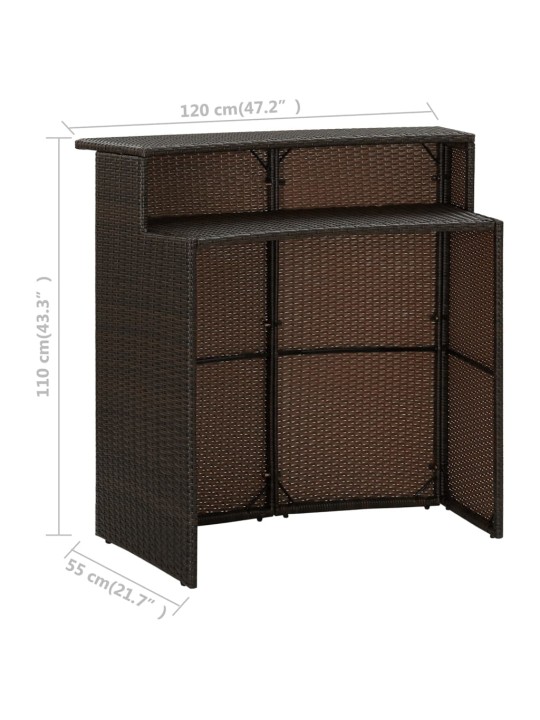 Sodo baro staliukas, rudos spalvos, 120x55x110cm, poliratanas