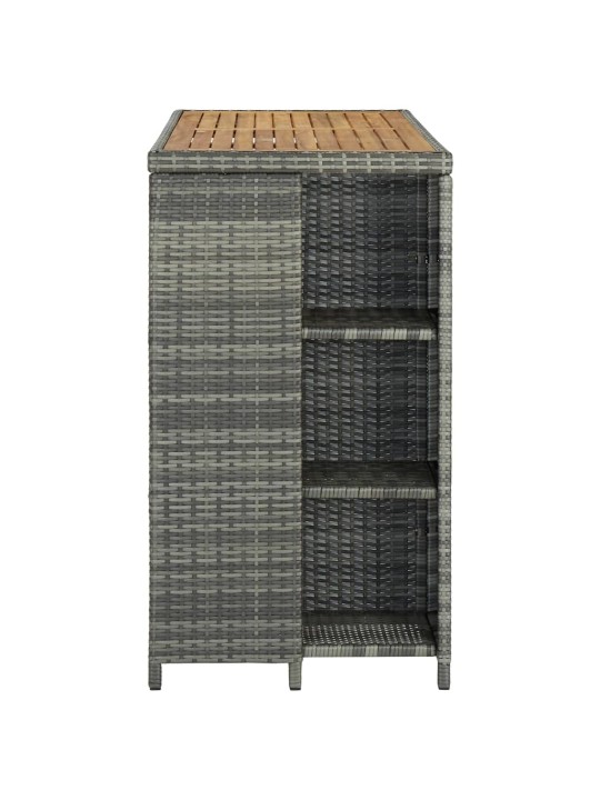 Baro staliukas su lentyna, pilkas, 120x60x110cm, poliratanas