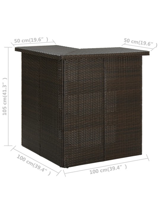 Kampinis baro staliukas, rudas, 100x50x105cm, poliratanas