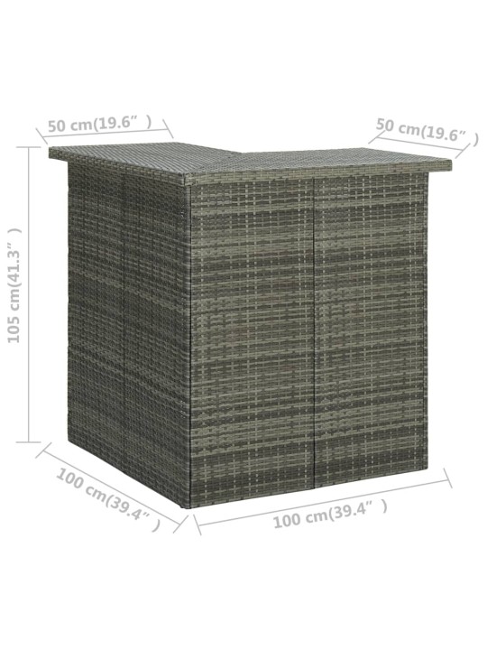Kampinis baro staliukas, pilkas, 100x50x105cm, poliratanas