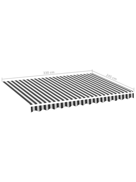 Pakaitinis audinys markizei, antracito ir baltos spalvos, 3,5x2,5 m