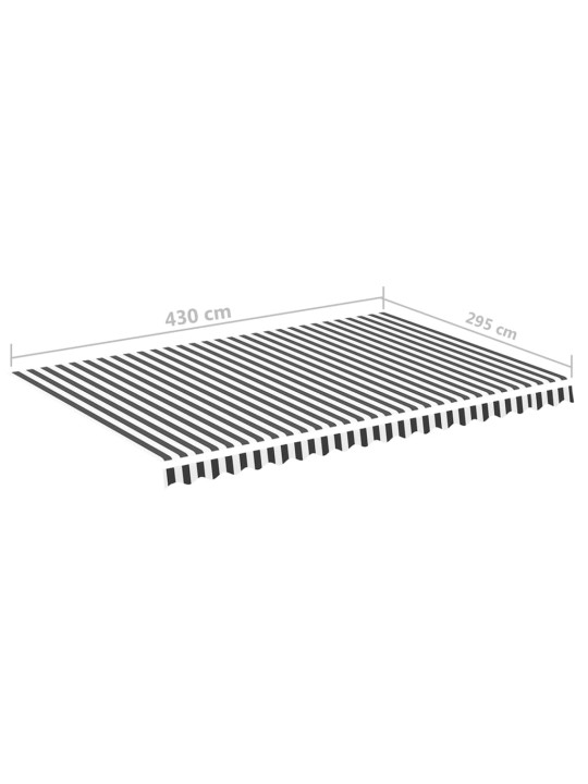 Pakaitinis audinys markizei, antracito ir baltos spalvos, 4,5x3 m