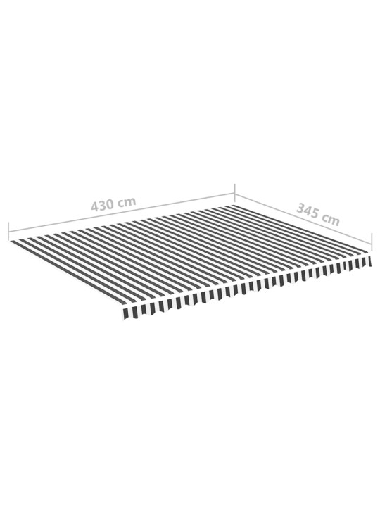 Pakaitinis audinys markizei, antracito ir baltos spalvos, 4,5x3,5m