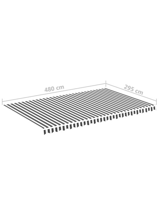 Pakaitinis audinys markizei, antracito ir baltos spalvos, 5x3 m