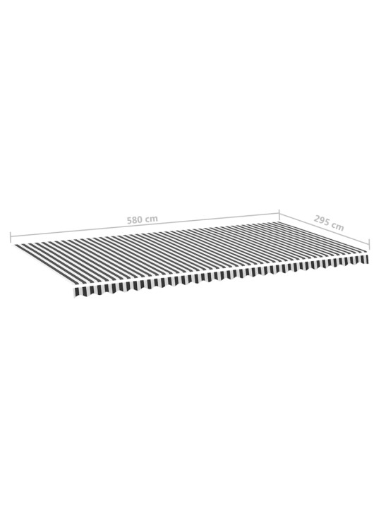 Pakaitinis audinys markizei, antracito ir baltos spalvos, 6x3 m