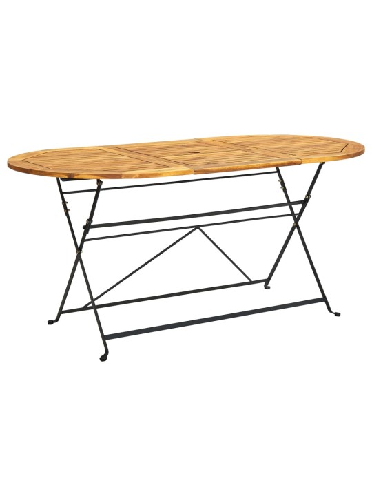 Sodo stalas, 160x85x74cm, akacijos masyvas, ovalo forma