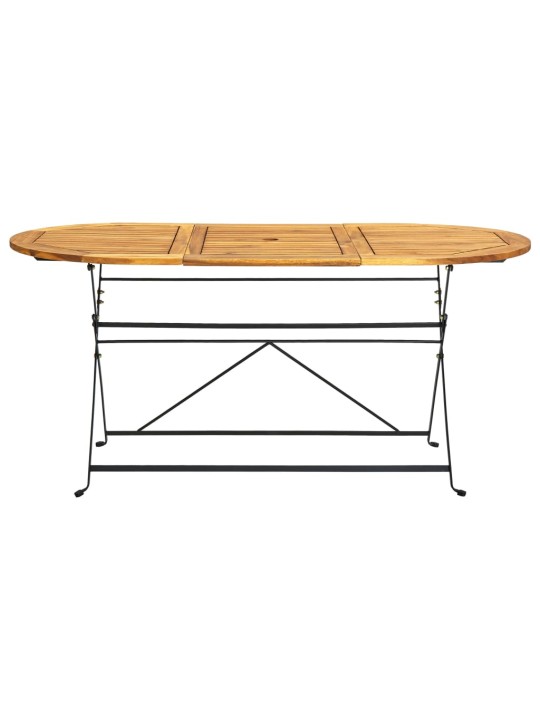 Sodo stalas, 160x85x74cm, akacijos masyvas, ovalo forma