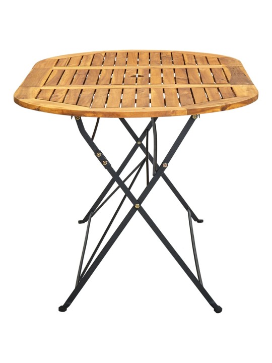 Sodo stalas, 160x85x74cm, akacijos masyvas, ovalo forma