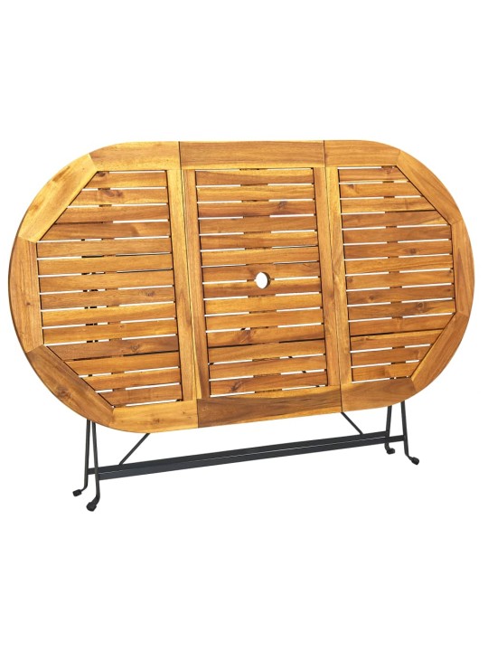Sodo stalas, 160x85x74cm, akacijos masyvas, ovalo forma
