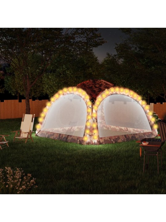 Proginė palapinė su LED/4 sienomis, kamufliažinė, 3,6x3,6x2,3m