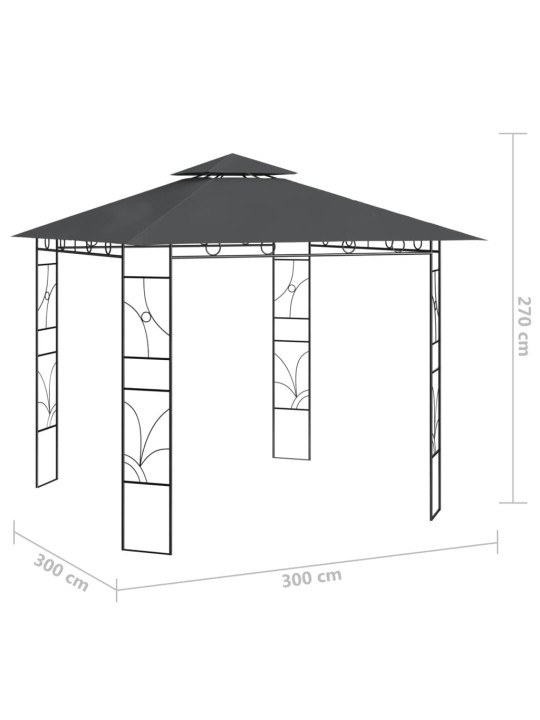 Pavėsinė, antracito spalvos, 3x3x2,7m, 160g/m²