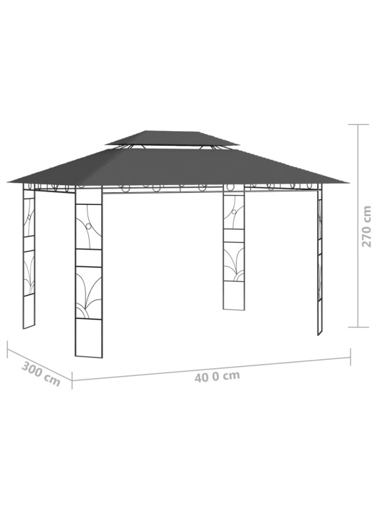 Pavėsinė, antracito spalvos, 4x3x2,7m, 160g/m²