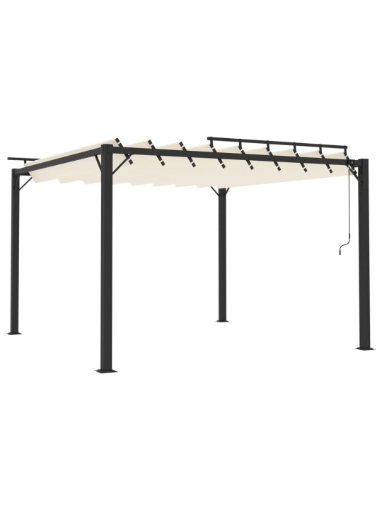 Pavėsinė su žaliuzių stogu, kreminė, 3x3m, audinys/aliuminis