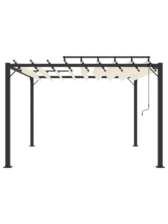 Pavėsinė su žaliuzių stogu, kreminė, 3x3m, audinys/aliuminis