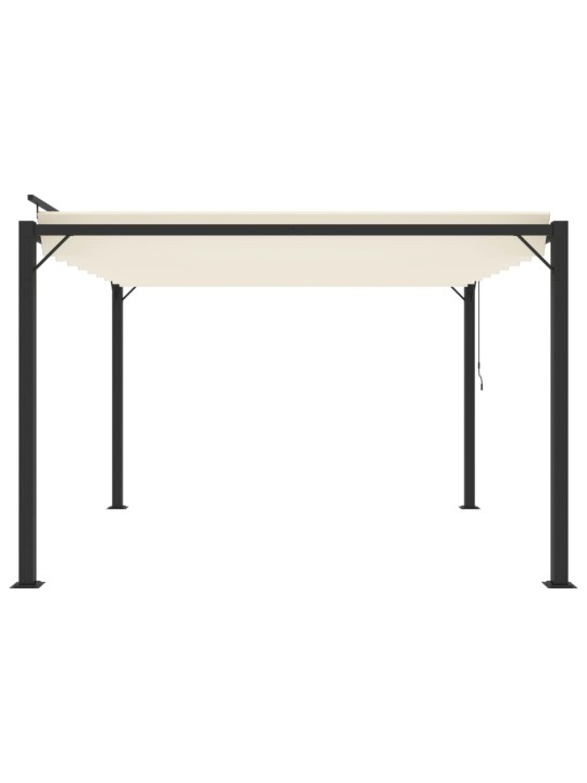 Pavėsinė su žaliuzių stogu, kreminė, 3x3m, audinys/aliuminis