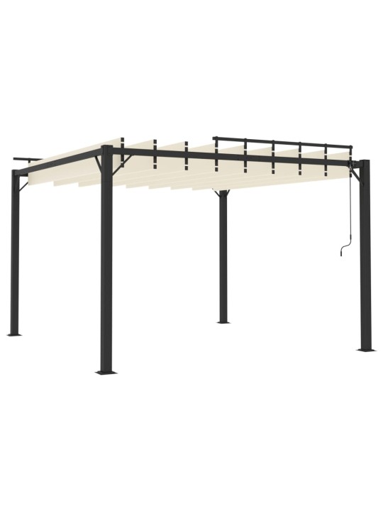 Pavėsinė su žaliuzių stogu, kreminė, 3x3m, audinys/aliuminis
