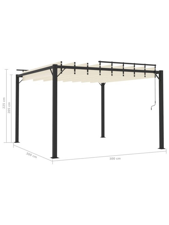 Pavėsinė su žaliuzių stogu, kreminė, 3x3m, audinys/aliuminis